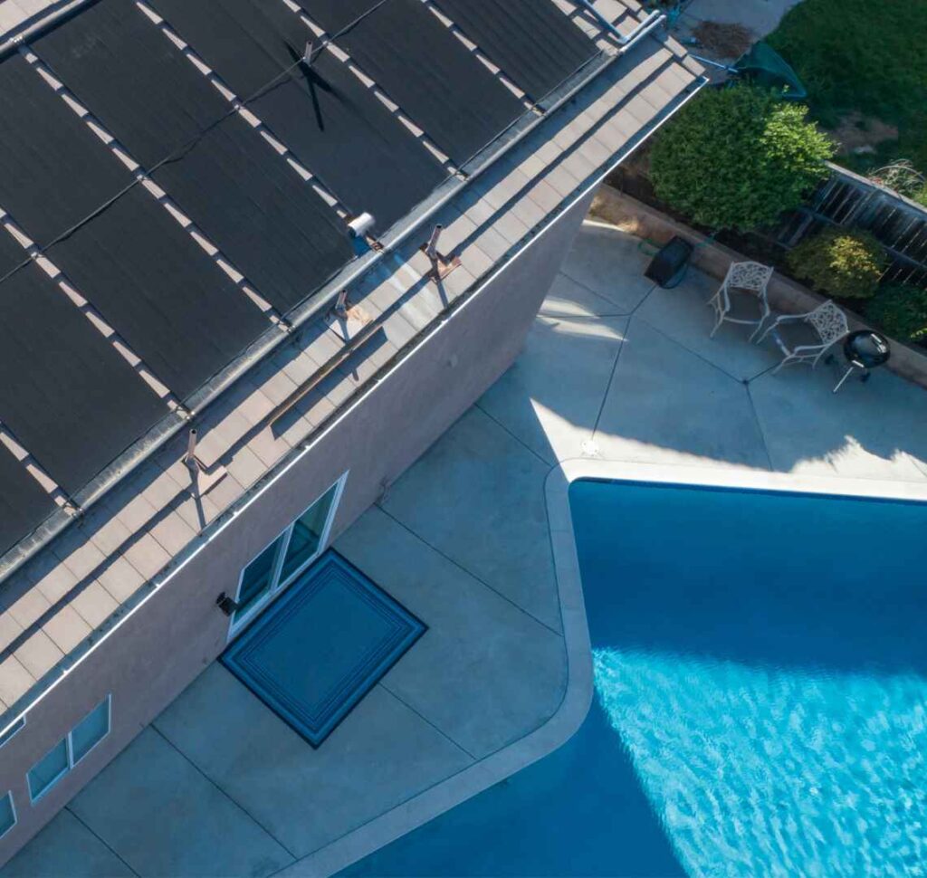 Home with solar pool heating